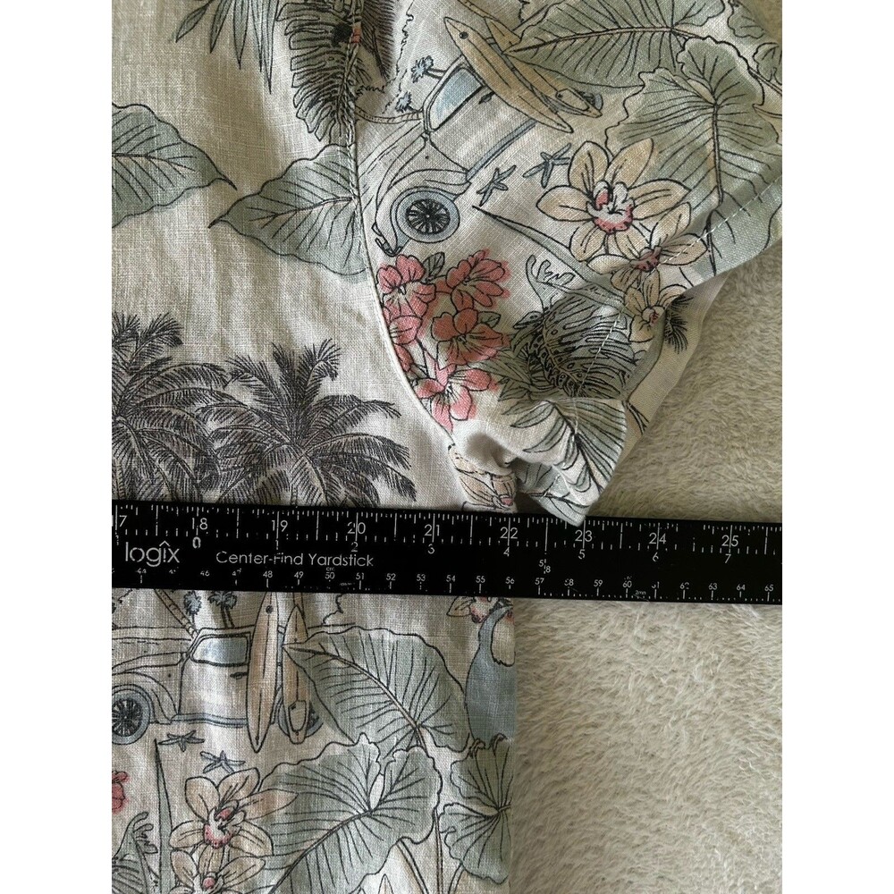 C&C California 100% Linen Top Hawaiian Tropical Cropped Boxy Beachy Size L - Picture 8 of 9